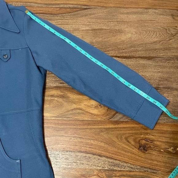 Mens 1970s Vintage Groovy Hippie Dagger Collar Shirt/Jacket Button Down Blue XL - Picture 12 of 15